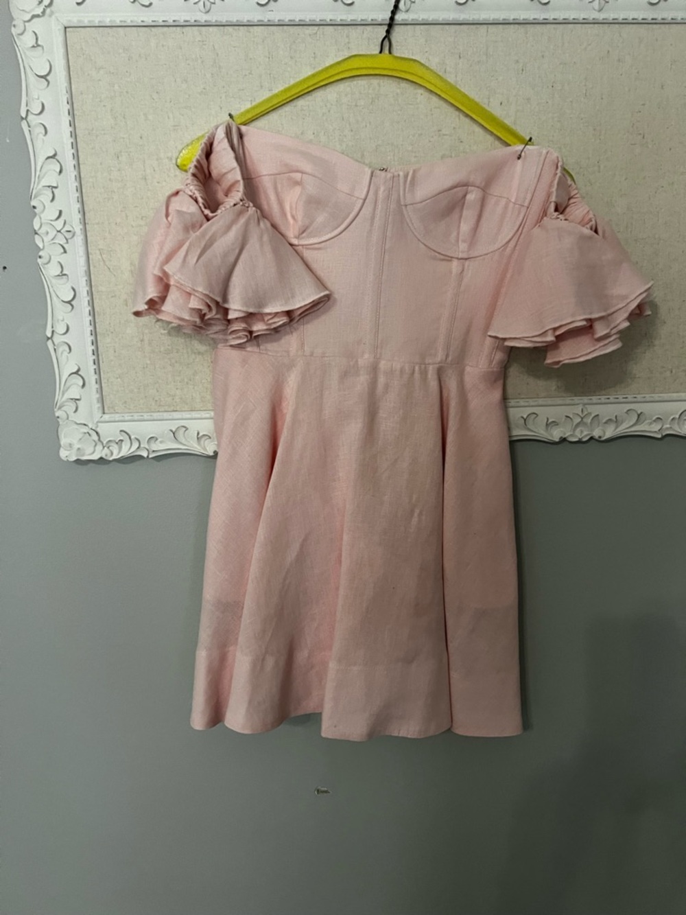 Bardot Pink Off-Shoulder Ruffle Sleeve Dress